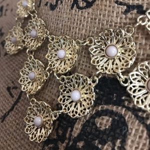 New York & Company Gold Floral Bib-style Necklace